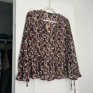 Madewell floral ruffle boho blouse size XL